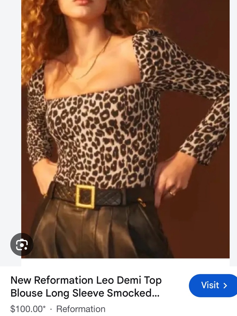 Reformation top animal print NWT SZ6 Leo Demi top